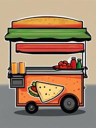 Taco clipart - taco on a street food vendor's cart  color,minimalist,vector clipart