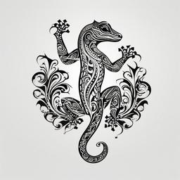 Gecko Tribal Tattoo Design - Intricate tribal patterns forming a gecko tattoo design.  simple color tattoo design,white background