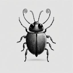 drawing of a cartoon bug with a smile  minimal rough sketch scribbles,doodles,black and white