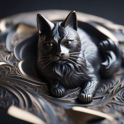 Plastic cat, 3D effect, engraved on ground, trending on artstation, sharp focus, studio photo, intricate details, highly detailed, byi LICHTENSTEIN, ROY