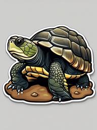 Musk Turtle cartoon - small, stinky turtle often found in ponds  cartoon sticker style