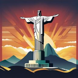 Christ the Redeemer clipart - Art Deco statue in Rio de Janeiro, ,color clipart vector style