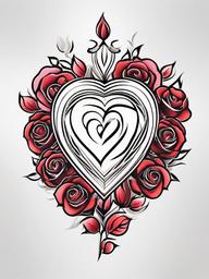 Heart Rose Tattoo - Tattoo featuring a combination of a heart and a rose design.  simple color tattoo,minimalist,white background
