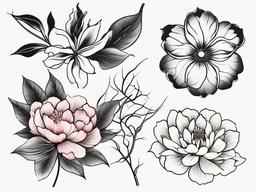 japanese flower tattoo ideas  simple color tattoo,white background,minimal