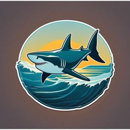 Shark Sticker - A sleek shark cruising in the sea, ,vector color sticker art,minimal