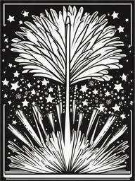 Holiday Fireworks Coloring Pages - Explosive Celebration for New Year  minimal black outline printable sheet, coloring page