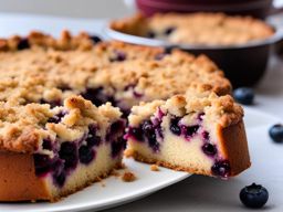 blueberry crumb cake with streusel topping, enjoyed at a farmers' market. 