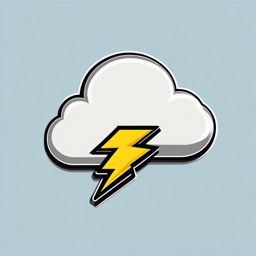 Cloud with Lightning Sticker - Fluffy cloud with a bolt of lightning, ,vector color sticker art,minimal