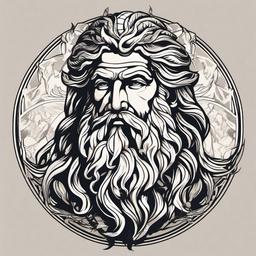 God Zeus Tattoo-Powerful and symbolic tattoo featuring Zeus, the king of the gods in Greek mythology.  simple color vector tattoo
