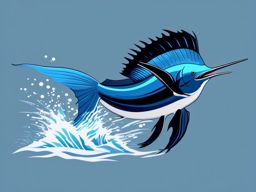 Sailfish Clipart - Sailfish leaping out of the water , minimal, 2d