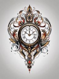 Clock Tattoo - A mysterious clock tattoo marking time  few color tattoo design, simple line art, design clean white background