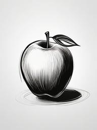 drawing of a juicy apple  minimal rough sketch scribbles,doodles,black and white