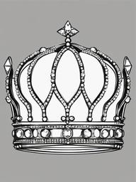 drawing of a jeweled crown  minimal rough sketch scribbles,doodles,black and white