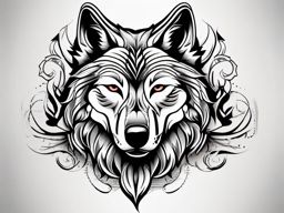 American Traditional Wolf,classic American traditional-style wolf tattoo, showcasing unwavering loyalty. , tattoo design, white clean background