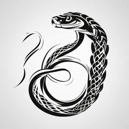 Snake Simple Tattoo - Simplified and basic snake tattoo.  simple vector tattoo,minimalist,white background