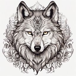 a little wolf  ,tattoo design, white background