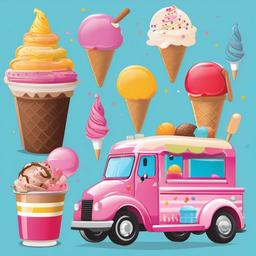 Ice Cream clipart - ice cream truck with colorful graphics  