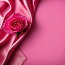 pink background with rose and fabric 