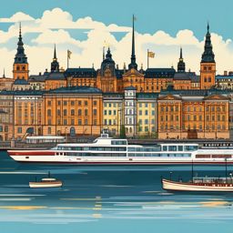 Stockholm clipart - Stockholm Palace and city islands, ,color clipart vector style