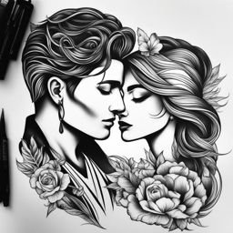 couple tattoo design black and white 