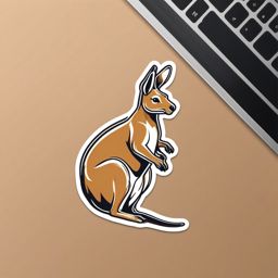 Kangaroo Sticker - A hopping kangaroo with a pouch. ,vector color sticker art,minimal