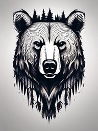 forest bear tattoo  simple color tattoo,white background