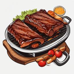 BBQ ribs on the grill clipart.  vector style illustration, white background