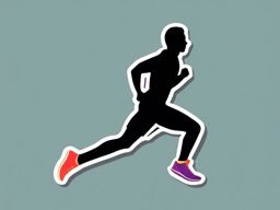 Running Track Shoe Sticker - Sprinting stride, ,vector color sticker art,minimal