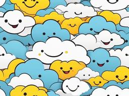 Cartoon clouds with smiley faces clipart.  vector style illustration, white background