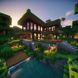 Jungle style mansion abode with waterfront views - minecraft house design ideas minecraft block style 