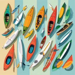 Canoes and Kayaks clipart - A variety of canoes and kayaks for water adventures., ,vector color clipart,minimal