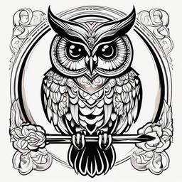 Owl Athena Tattoo - Pay homage to the goddess of wisdom with an Athena-inspired owl tattoo.  simple color tattoo,vector style,white background