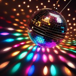 Retro disco ball and lights top view, photo realistic background, hyper detail, high resolution