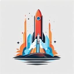 Rocket Launch  minimalist design, white background, professional color logo vector art