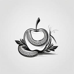 Apple Snake Tattoo - Tattoo featuring an apple and snake motif.  simple vector tattoo,minimalist,white background