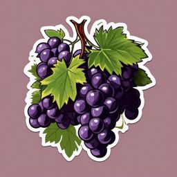 Grapes Sticker - Juicy and succulent, a cluster of grapes ripe for picking, , sticker vector art, minimalist design