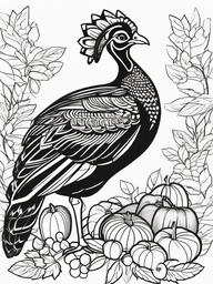 Thanksgiving Turkey Coloring Pages - Traditional Bird for Thanksgiving Dinner  minimal black outline printable sheet, coloring page