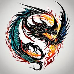 dragon fire tattoos prices  simple color tattoo,white background