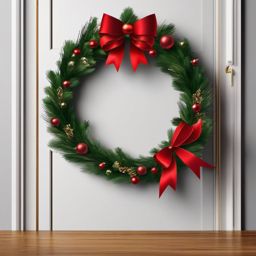 Wreath Clip Art Christmas,Decorating a door with a wreath using wreath clip art Christmas  simple, 2d flat