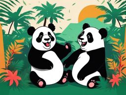 Laughing Pandas - Design a t-shirt with pandas cracking up at a stand-up comedy show in the jungle. ,t shirt vector design