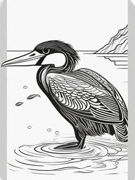 Cormorant Coloring Pages - Black Water Bird Diving for Fish  minimal black outline printable sheet, coloring page