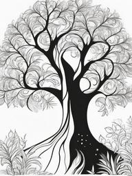 Christmas Colouring Tree  outling,coloring pages,black and whit