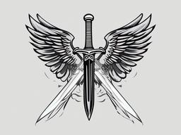 Guardian Angel Sword Tattoo - Channel strength and protection with a guardian angel sword tattoo.  minimalist color tattoo, vector