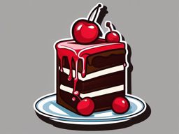 Cake with Cherry on Top Sticker - Delicious cake with a cherry on top, ,vector color sticker art,minimal