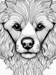 Poodle Coloring Pages - Elegant Dog with Curly Fur  minimal black outline printable sheet, coloring page