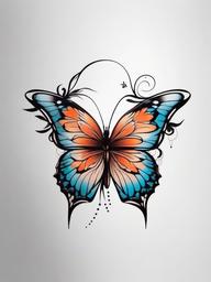 tattoo flower butterfly  simple color tattoo,white background,minimal