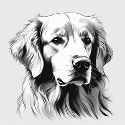 drawing of a Golden Retriever dog  minimal rough sketch scribbles,doodles,black and white