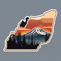 Mount Rainier sticker- Stratovolcano in Washington state, dominating the skyline, , sticker vector art, minimalist design