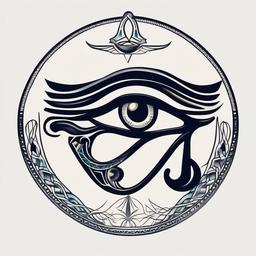 eye of ra and eye of horus tattoo  simple color tattoo,minimal,white background