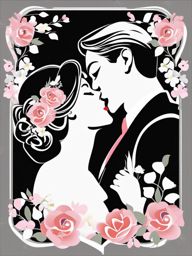 Wedding Kiss clipart - Romantic wedding kiss, ,vector color clipart,minimal